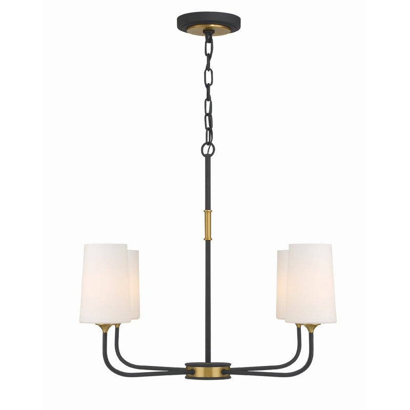 Niles 4 Light 29" Chandelier in Black Forged + Modern Gold