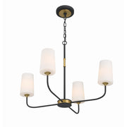 Niles 4 Light 29" Chandelier in Black Forged + Modern Gold