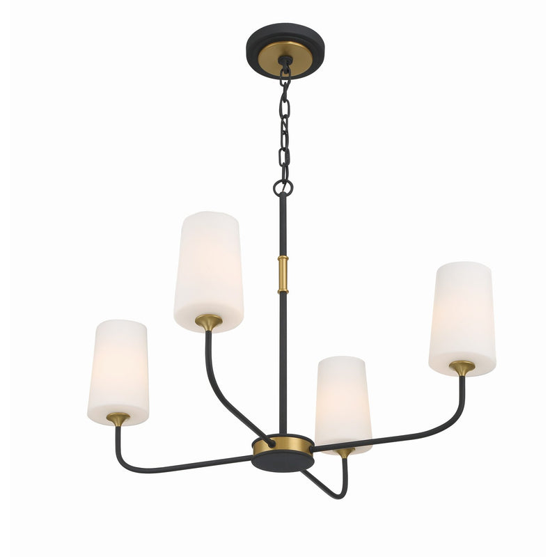 Niles 4 Light 29" Chandelier in Black Forged + Modern Gold