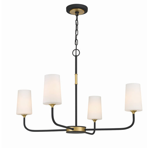 Niles 4 Light 34" Chandelier in Black Forged + Modern Gold
