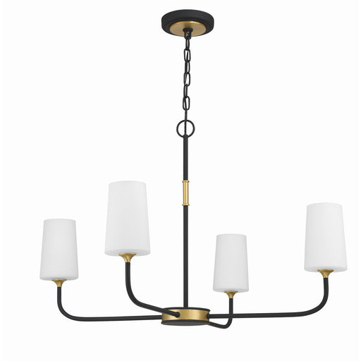 Niles 4 Light 34" Chandelier in Black Forged + Modern Gold