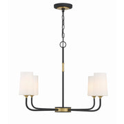 Niles 4 Light 34" Chandelier in Black Forged + Modern Gold