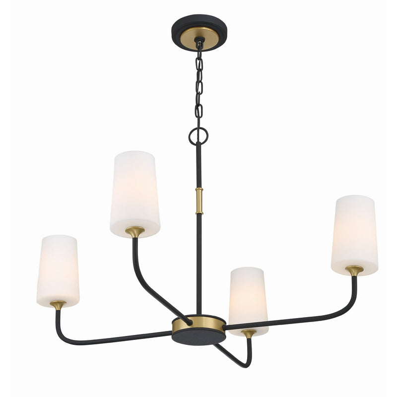 Niles 4 Light 34" Chandelier in Black Forged + Modern Gold