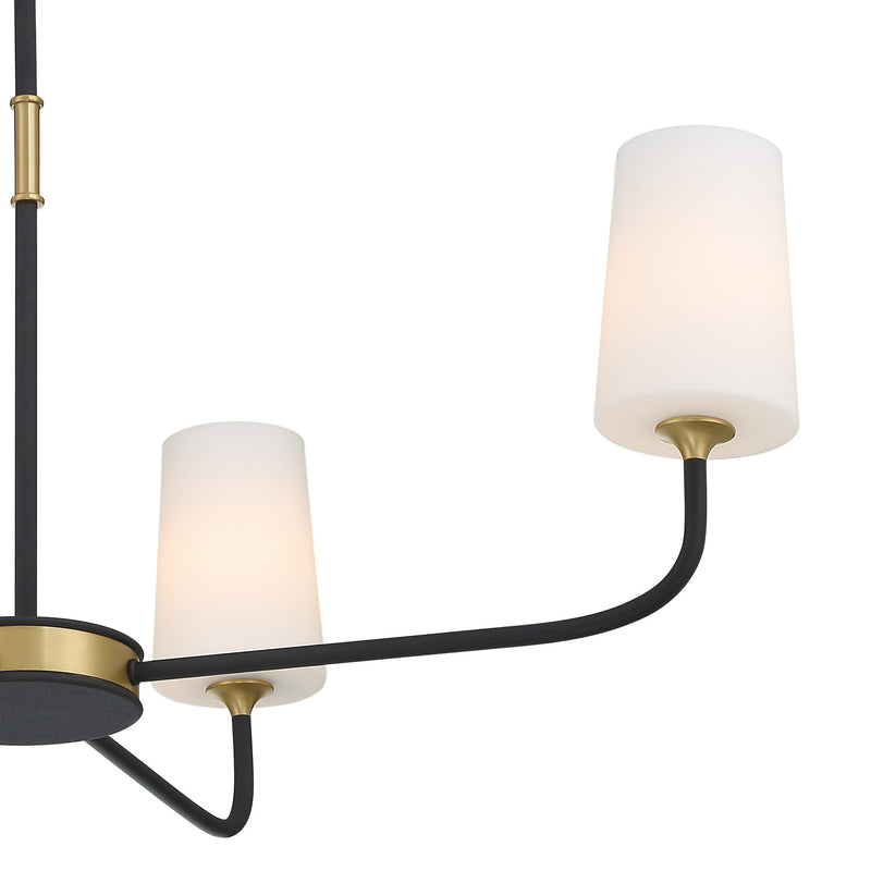 Niles 4 Light 34" Chandelier in Black Forged + Modern Gold