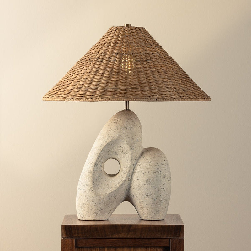 Nairn Table Lamp in Vintage Gold Leaf / Ceramic Rustic Bone