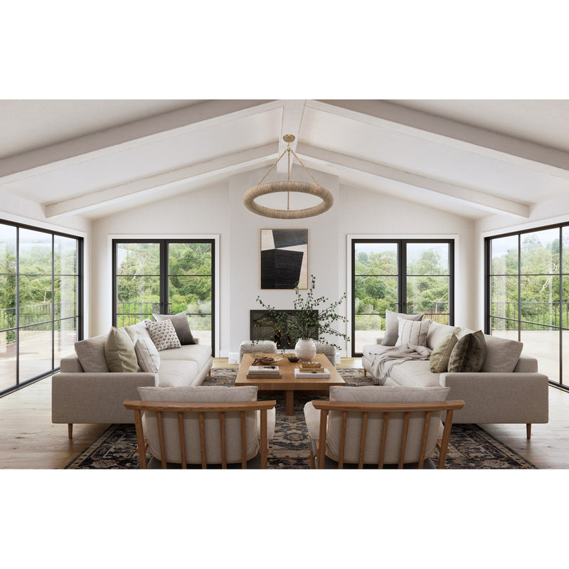 Oakley 1 Light 32" Integrated LED Chandelier in Soft Gold in a room setting