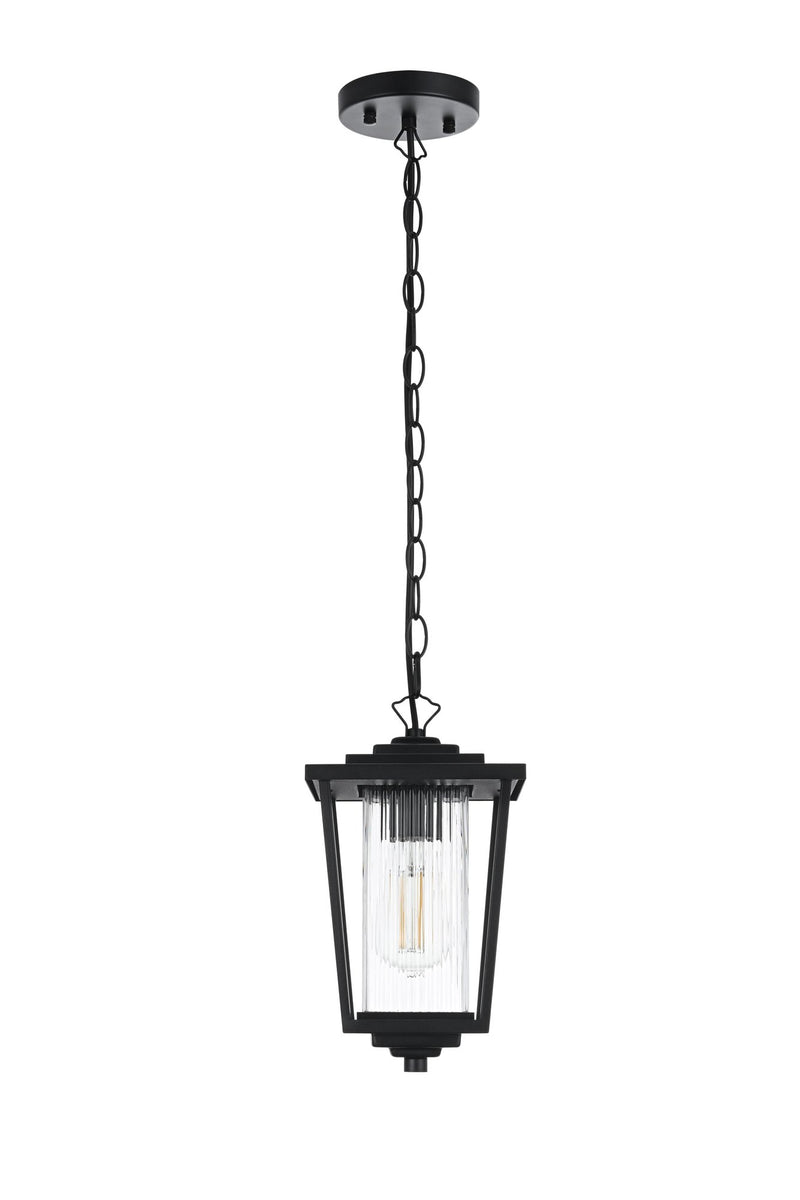 York 6.5" Outdoor Lantern Pendant in Black