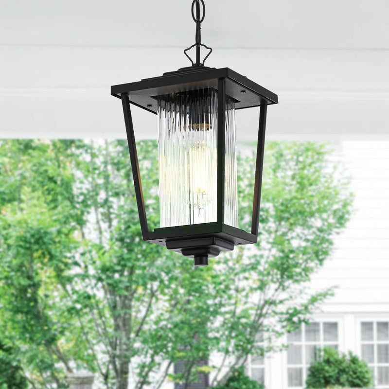 York 6.5" Outdoor Lantern Pendant in Black