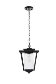 York 10" Outdoor Lantern Pendant in Black