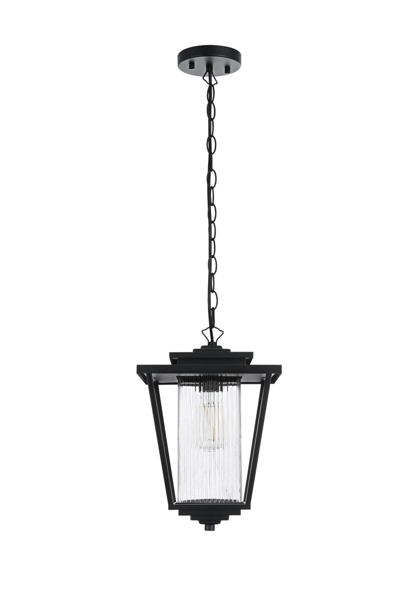 York 10" Outdoor Lantern Pendant in Black