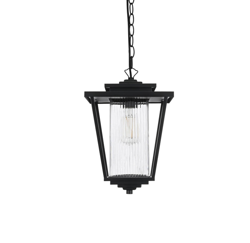 York 10" Outdoor Lantern Pendant in Black