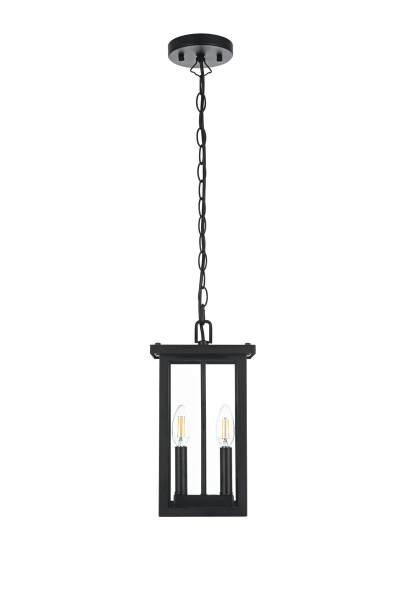 Venango 2-Light 7" Outdoor Lantern Pendant in Black