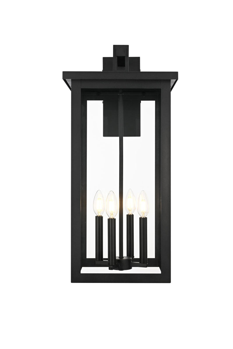 Venango 4-Light 12" Outdoor Wall Lantern in Black