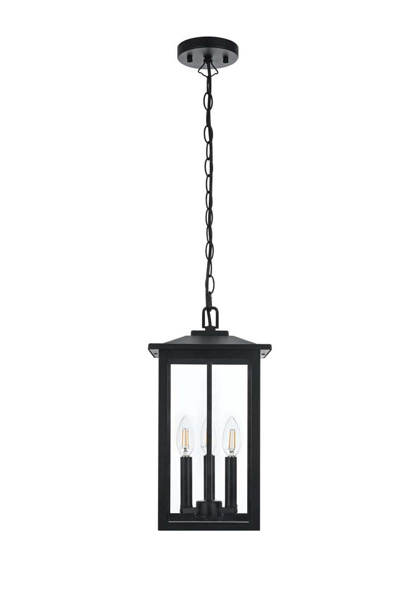 Carlisle 3-Light Outdoor Lantern Pendant in Black