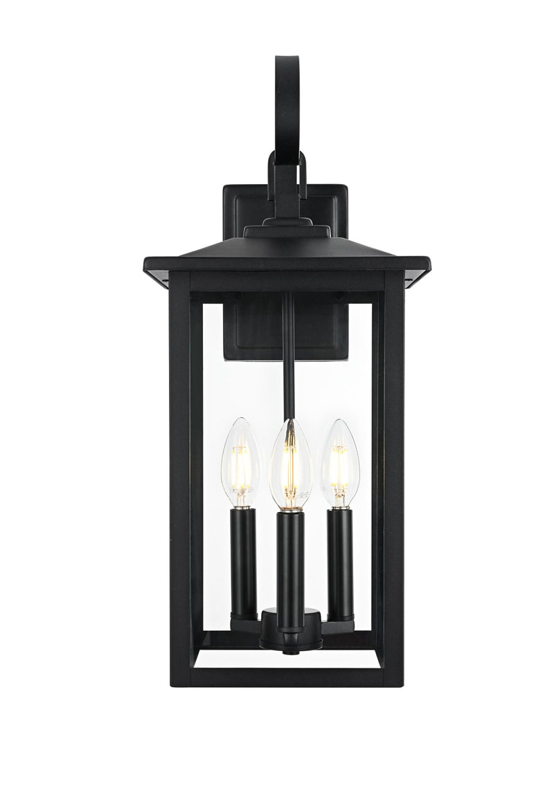 Carisle 9" 3-Light Outdoor Wall Lantern in Black
