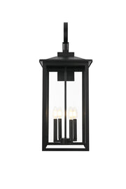 Carisle 12" 4-Light Outdoor Wall Lantern in Black