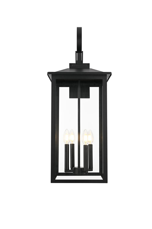 Carisle 12" 4-Light Outdoor Wall Lantern in Black