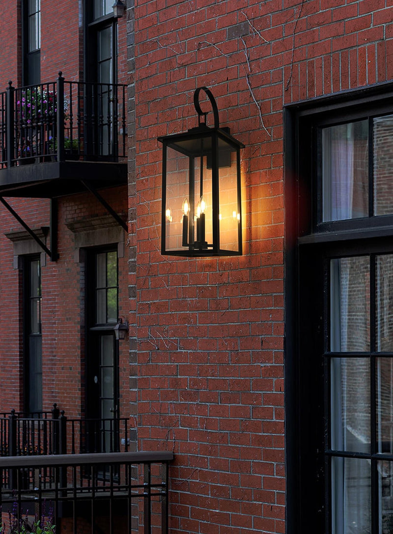 Carisle 12" 4-Light Outdoor Wall Lantern in Black