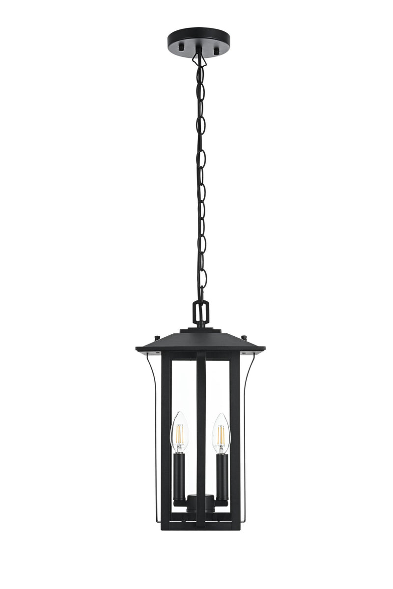 Thayer 2-Light Outdoor Lantern Pendant in Black