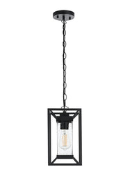 Willington 7" Outdoor Lantern Pendant in Black