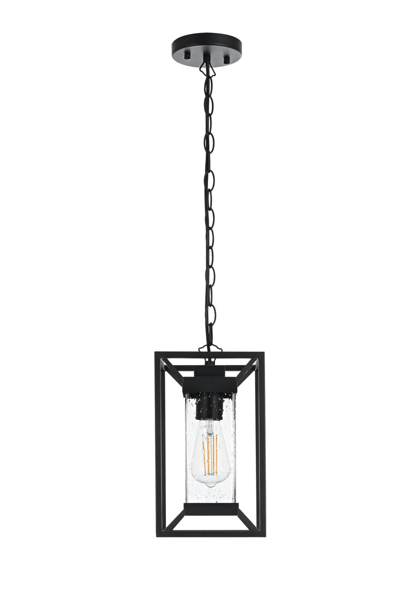 Willington 7" Outdoor Lantern Pendant in Black