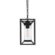 Willington 7" Outdoor Lantern Pendant in Black