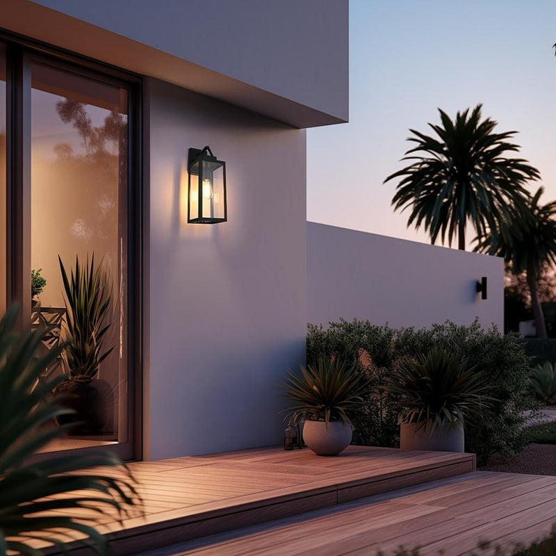 Hilton Outdoor Wall Lantern in Black