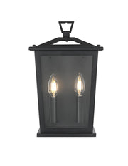 Richmond 2-Light 8.5" Outdoor Wall Lantern in Black