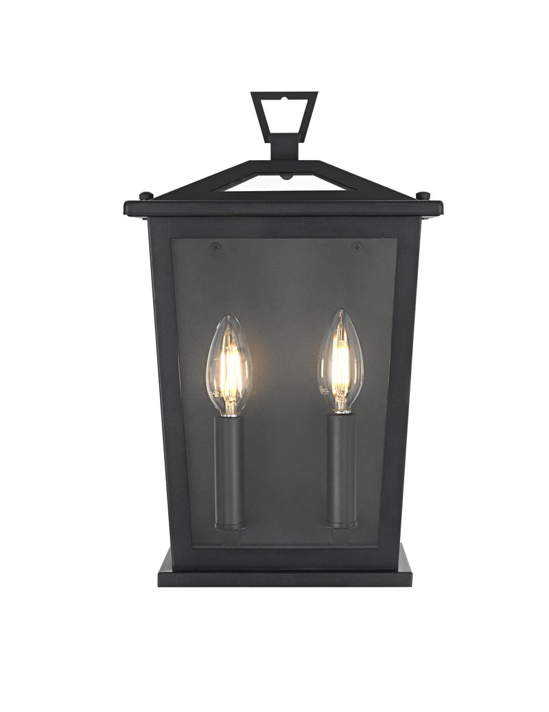 Richmond 2-Light 8.5" Outdoor Wall Lantern in Black