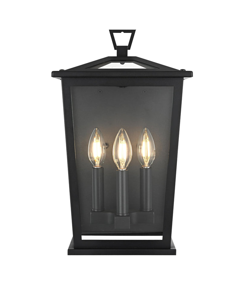 Richmond 3-Light 9.5" Outdoor Wall Lantern in Black