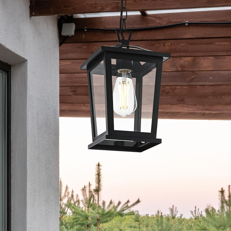 Cayman 7" Outdoor Lantern Pendant in Black