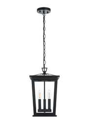 Cayman 9.5" 3-Light Outdoor Lantern Pendant in Black