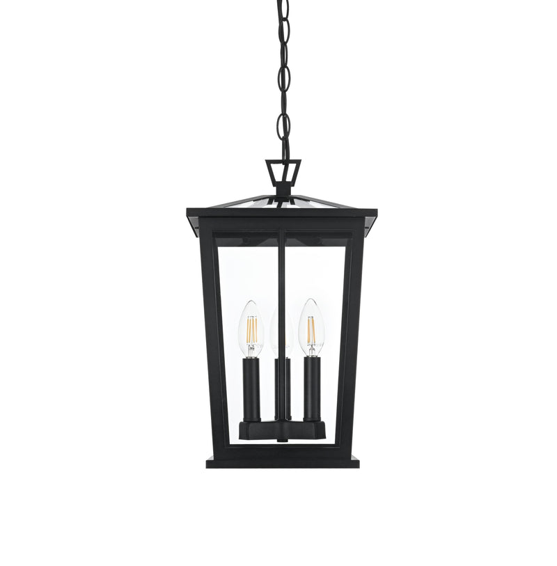 Cayman 9.5" 3-Light Outdoor Lantern Pendant in Black