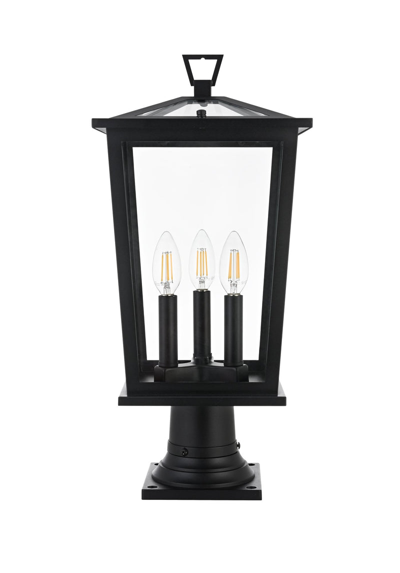 Cayman 9.5" 3-Light Outdoor Post Light in Black
