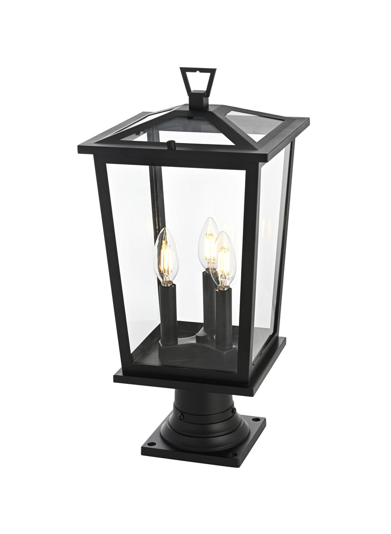 Cayman 9.5" 3-Light Outdoor Post Light in Black