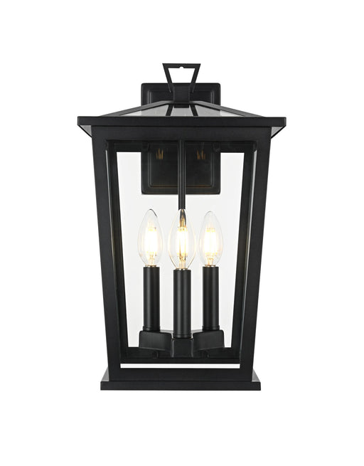 Cayman 9.5" 3-Light Outdoor Wall Lantern in Black