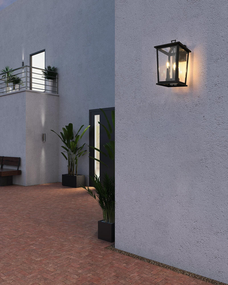 Cayman 9.5" 3-Light Outdoor Wall Lantern in Black