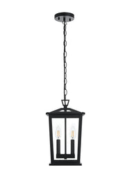 Berks 2-Light Outdoor Lantern Pendant in Black