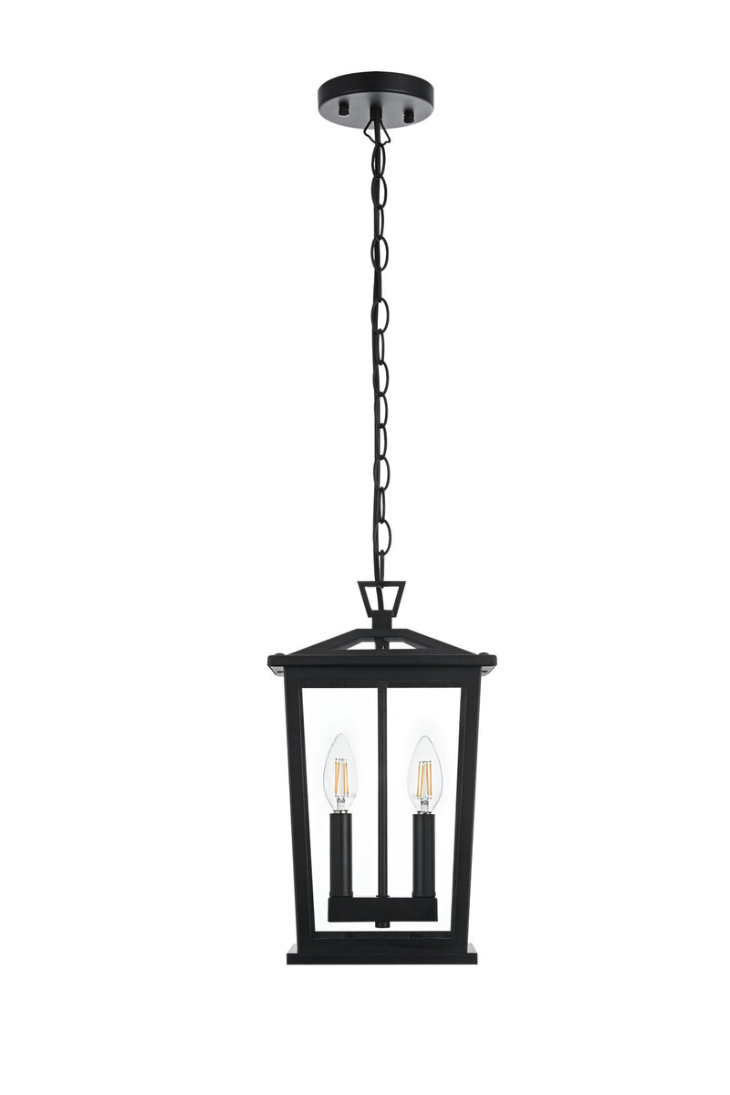 Berks 2-Light Outdoor Lantern Pendant in Black