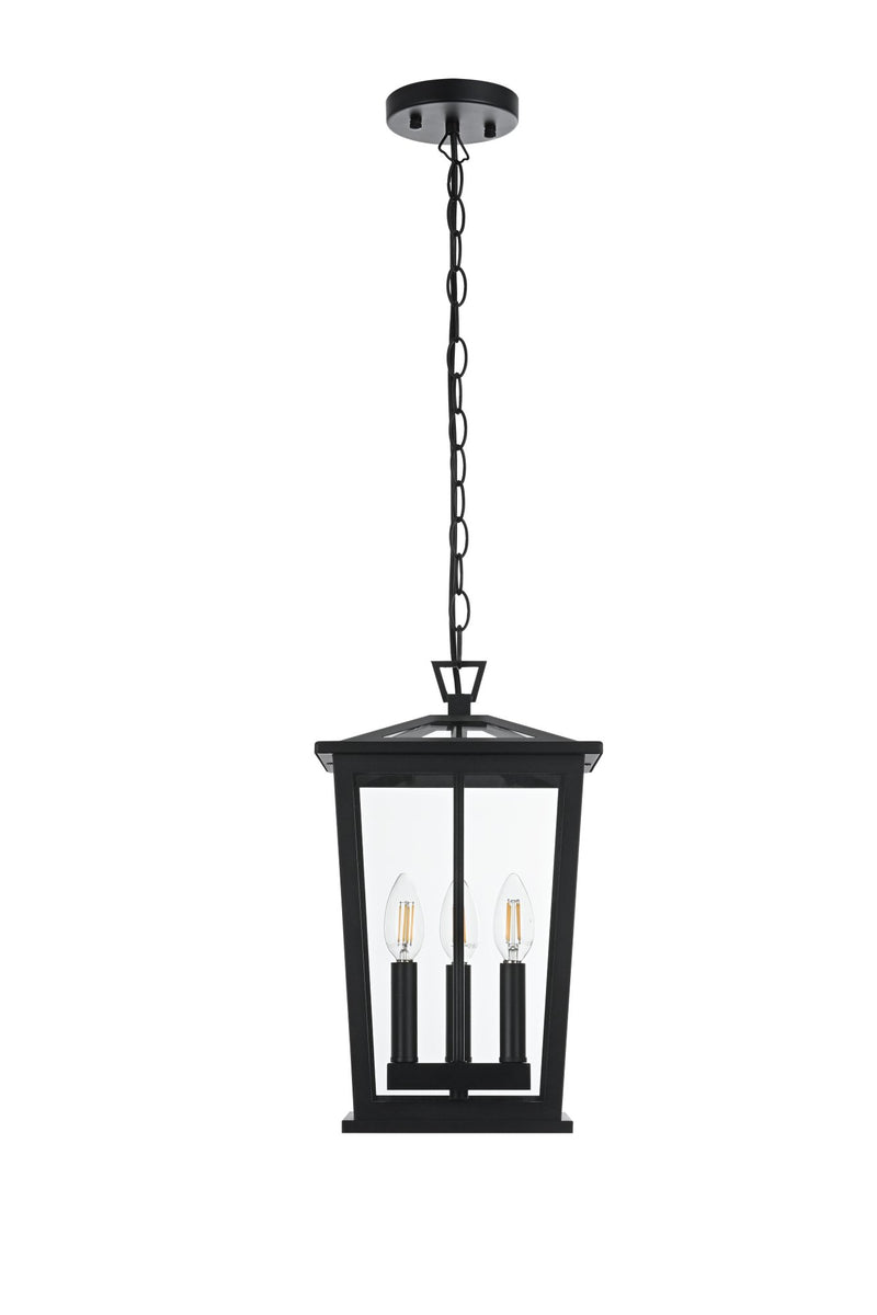 Berks 3-Light Outdoor Lantern Pendant in Black