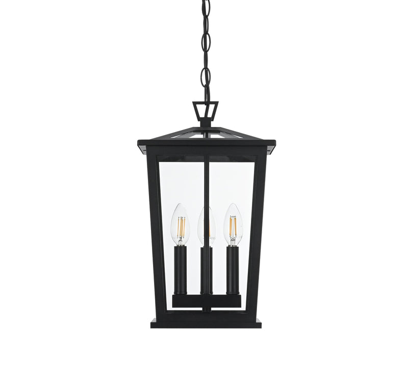 Berks 3-Light Outdoor Lantern Pendant in Black