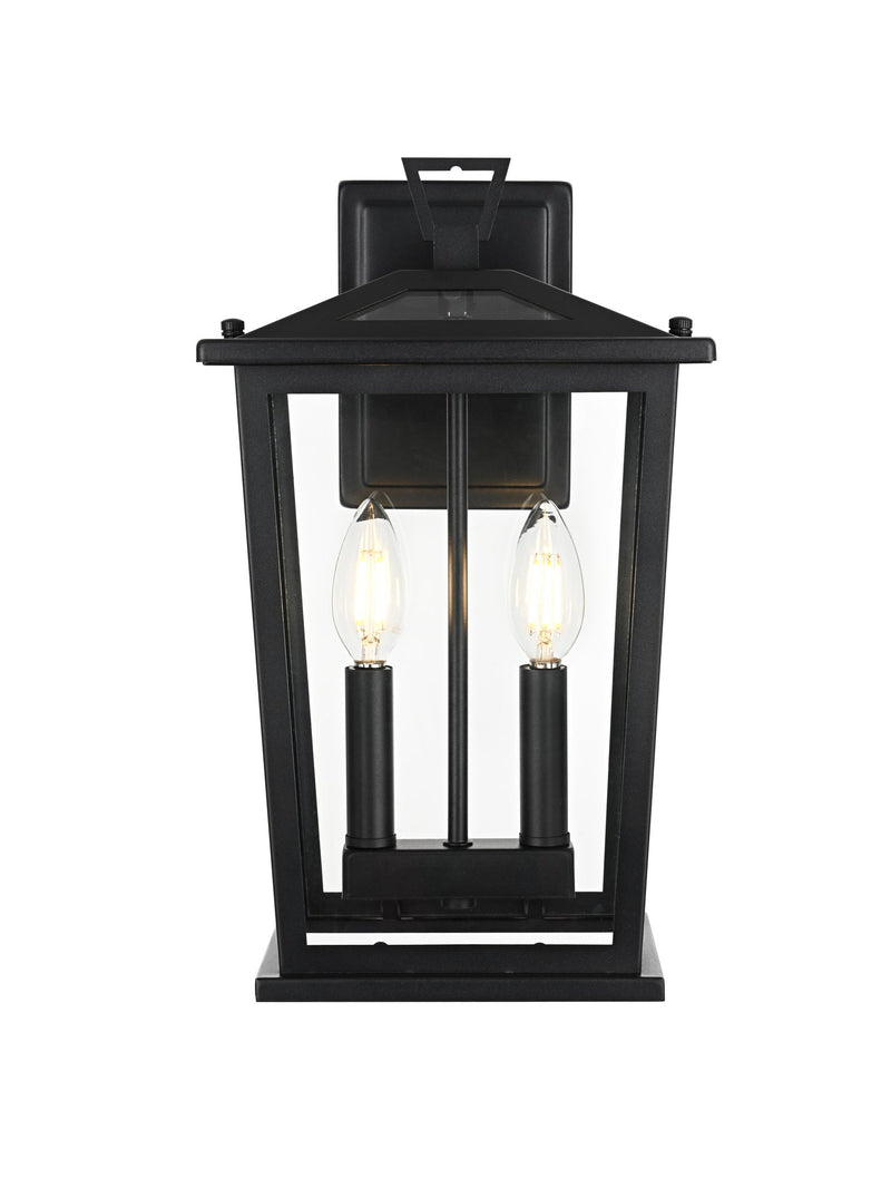 Berks 2-Light Outdoor Wall Lantern in Black