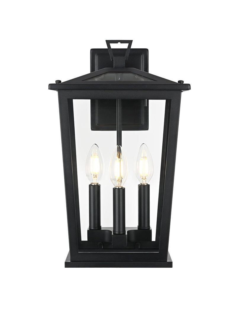 Berks 3-Light Outdoor Wall Lantern in Black