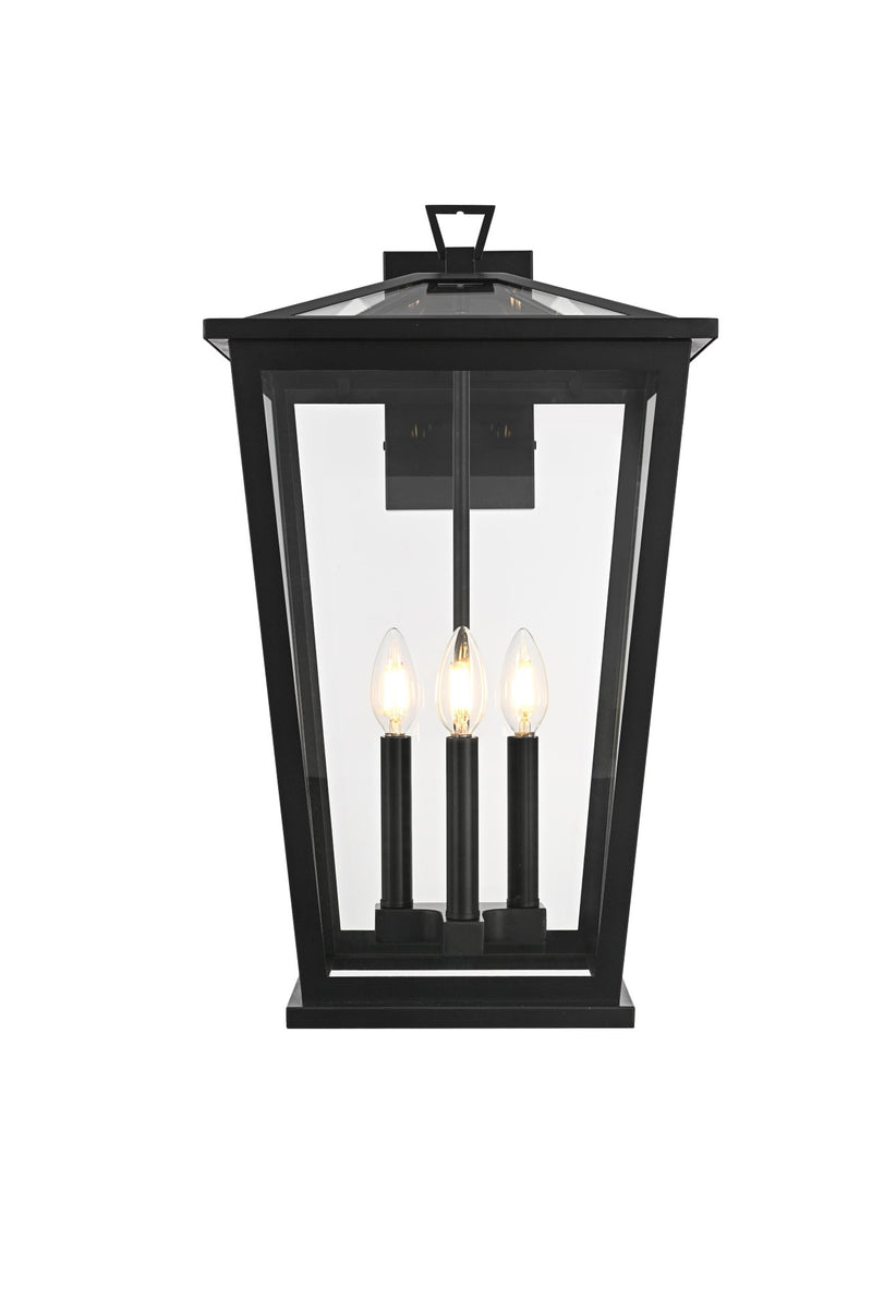 Berks 3-Light Large Outdoor Wall Lantern in Black