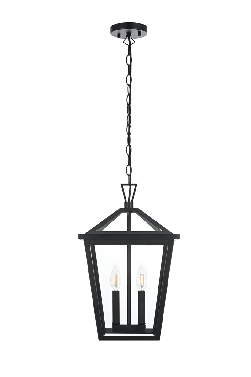 Frankford 2-Light Outdoor Lantern Pendant in Black