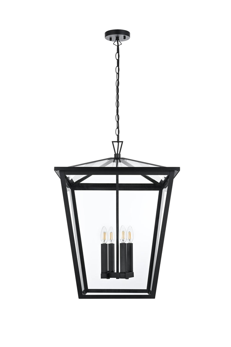 Oxford 4-Light Outdoor Lantern Pendant in Black