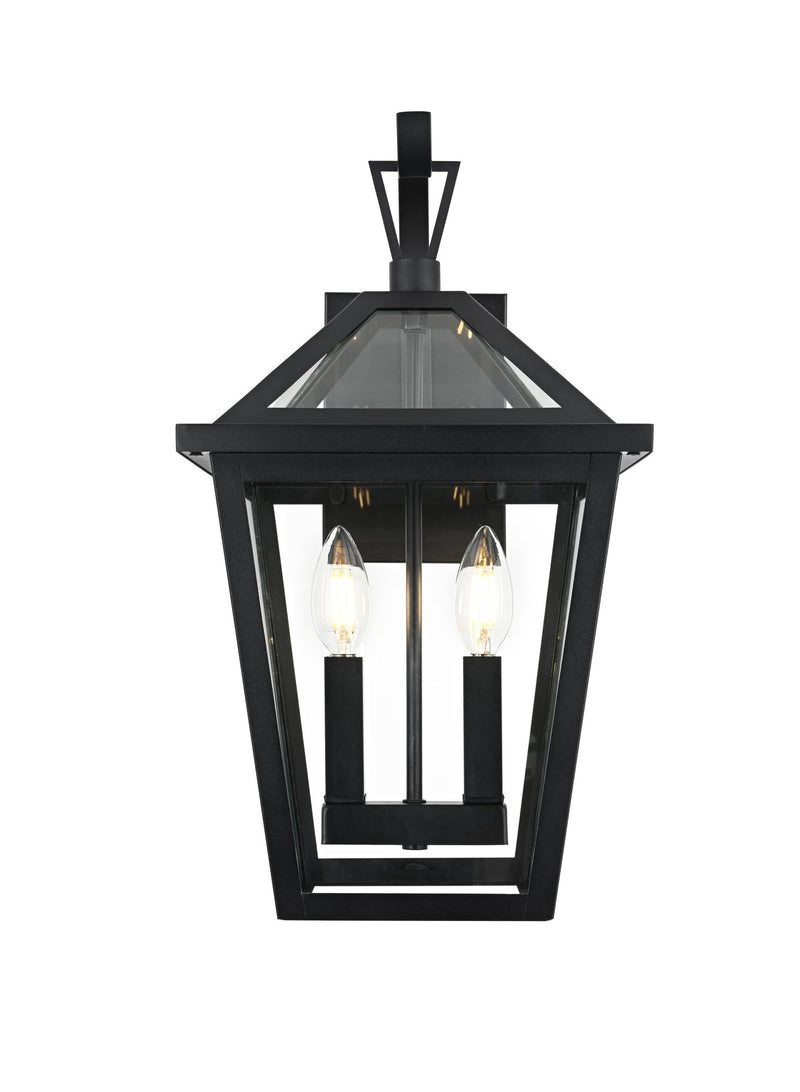 Frankford 10" 2-Light Outdoor Wall Lantern in Black