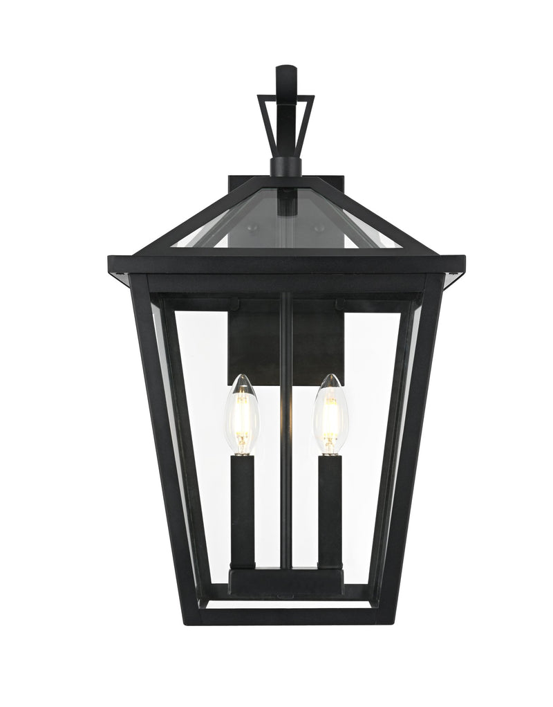 Frankford 12" 2-Light Outdoor Wall Lantern in Black