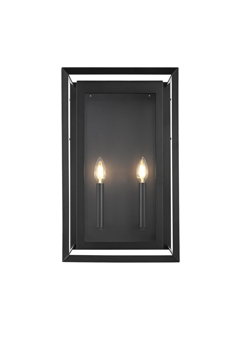 Etting Large 2-Light Outdoor Wall Sconce in Black