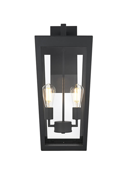 William 2-Light 10" Outdoor Wall Lantern in Black